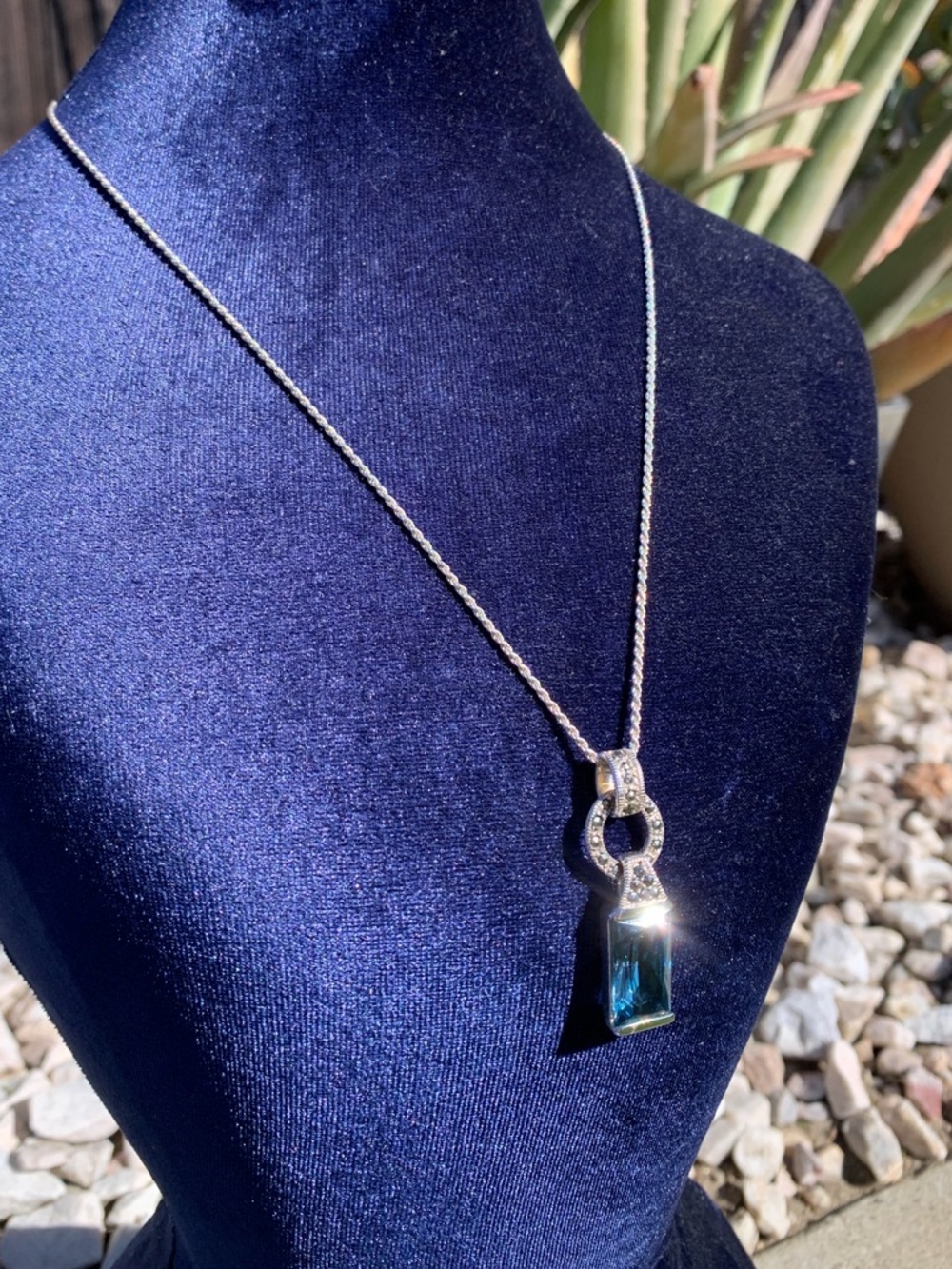 Sterling Silver Blue Topaz Necklace